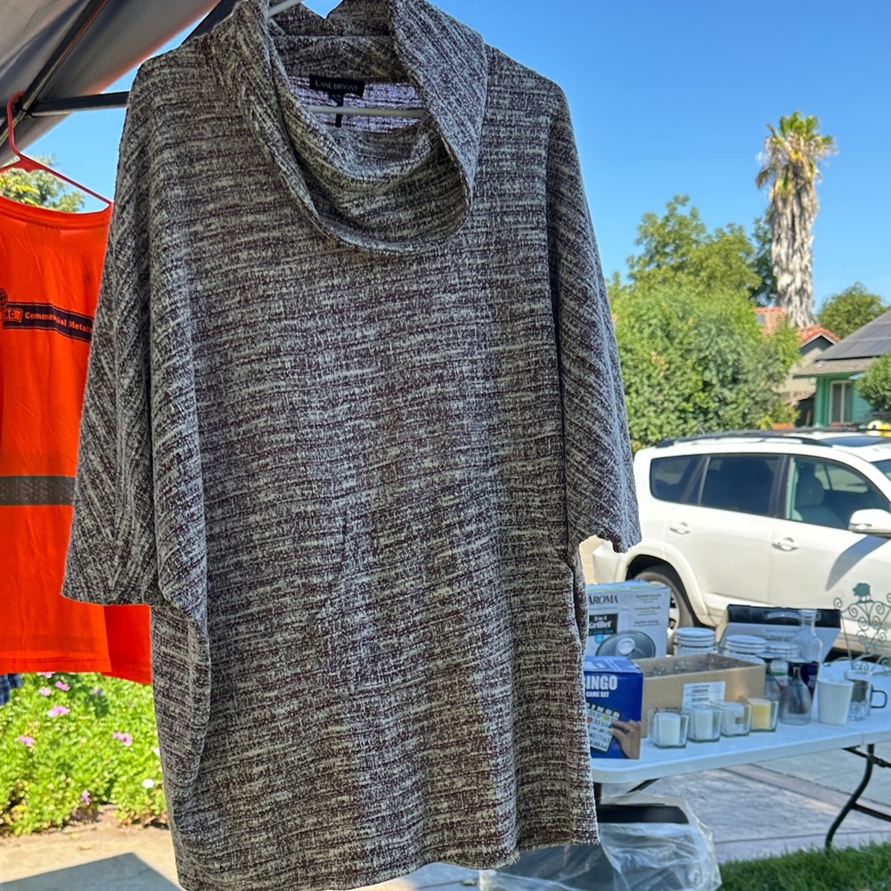 Lane Bryant Gray Cowl Neck Blouse